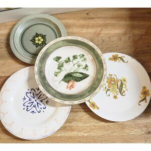 Mismatched Plates Stoneware Ceramic, 7-8" Lunch Salad Set of 4